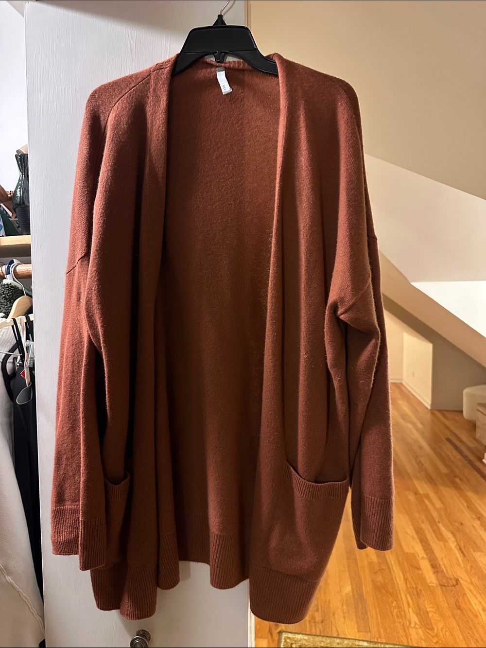 Vince Rust Open-Front Cardigan Sweater